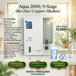 AQUA 2090 I RO Water Purifier | ISO Certified | 2000 TDS | Zinc Copper Alkaline | 10 Liter Storage | RO + UV + Zinc + Copper + Alkaline + TDS Control | Best For Home and Office