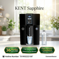 KENT Sapphire- RO Water Purifier|RO+UF+Inline UV+Alkaline+TDS Control+UV LED in Tank |Fully Automatic On & OFF Operation|.0001 Micron RO Membrane|20 LPH|8L| Ideal For Borewell/Tanker/Municipal Wate